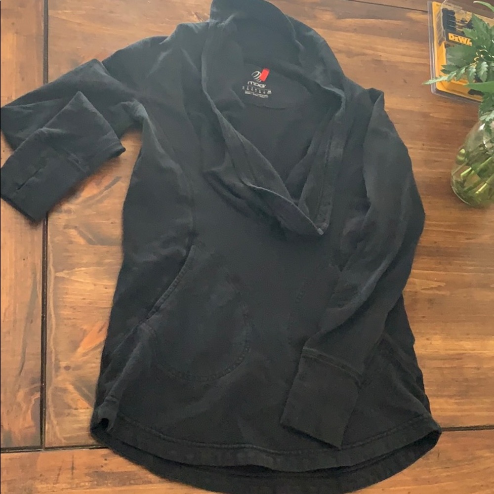 MPG black coal neck long sleeve top